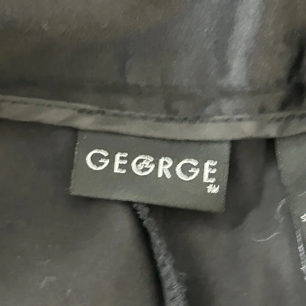 George Women's Black Pants Satin Waist Stripe Flat Front Wide Leg Size 12 - Picture 4 of 9